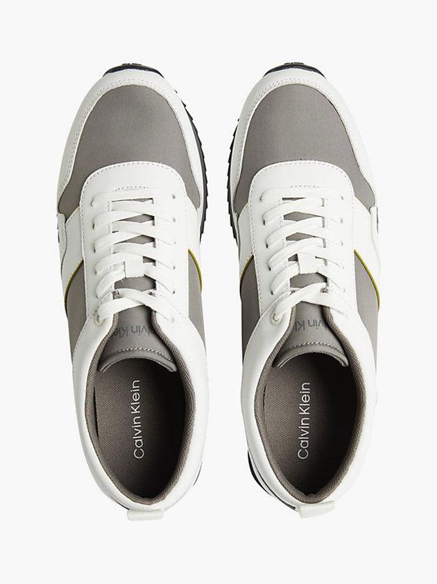 White Calvin Klein Leather Men Sneakers | ENFK-51734