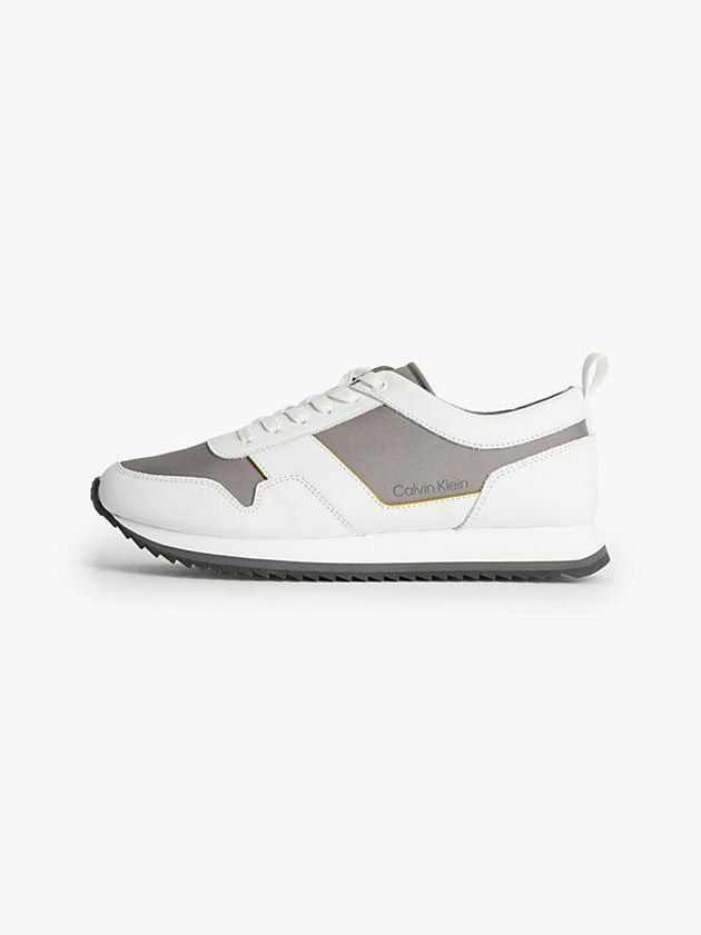 White Calvin Klein Leather Men Sneakers | ENFK-51734