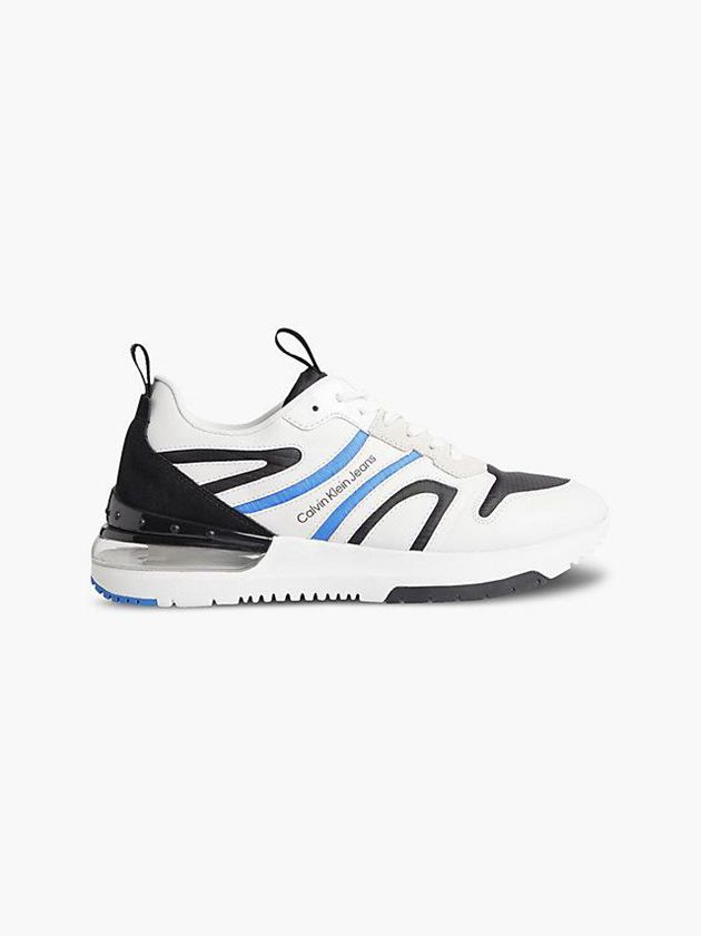 White Calvin Klein Leather Men Sneakers | IJHY-92718