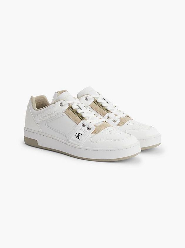 White Calvin Klein Leather Men Sneakers | YWGA-93021