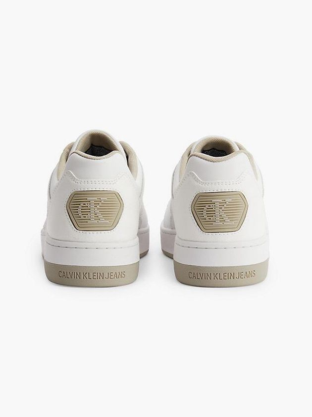 White Calvin Klein Leather Men Sneakers | YWGA-93021