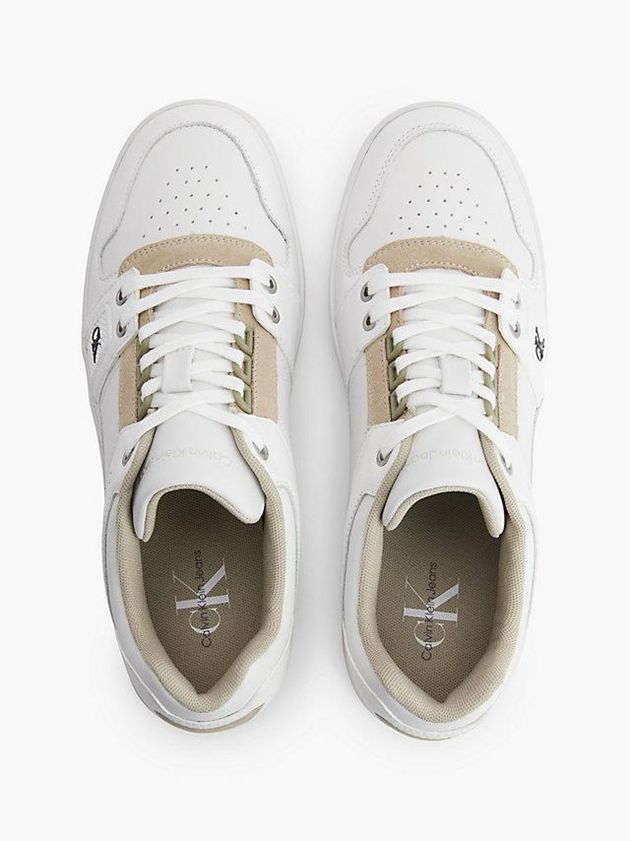 White Calvin Klein Leather Men Sneakers | YWGA-93021