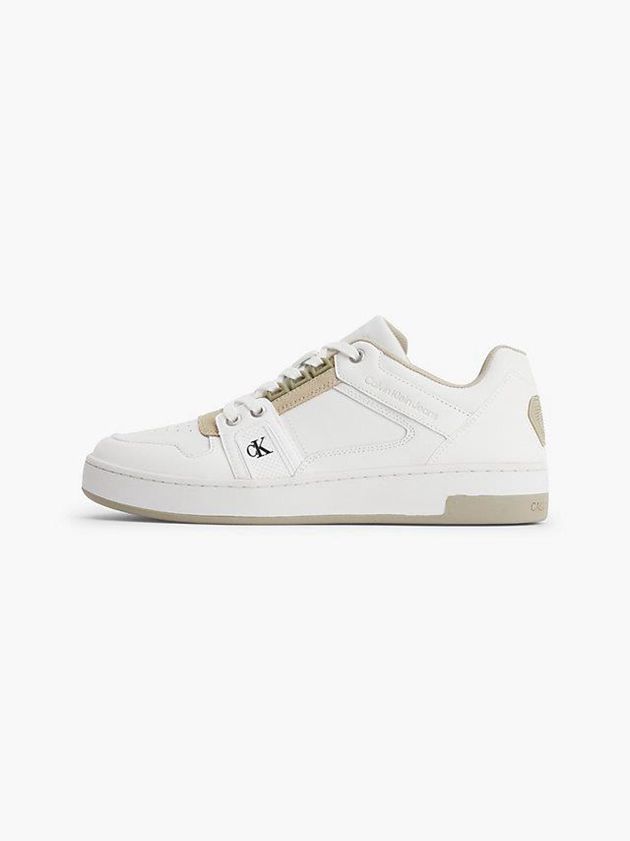 White Calvin Klein Leather Men Sneakers | YWGA-93021