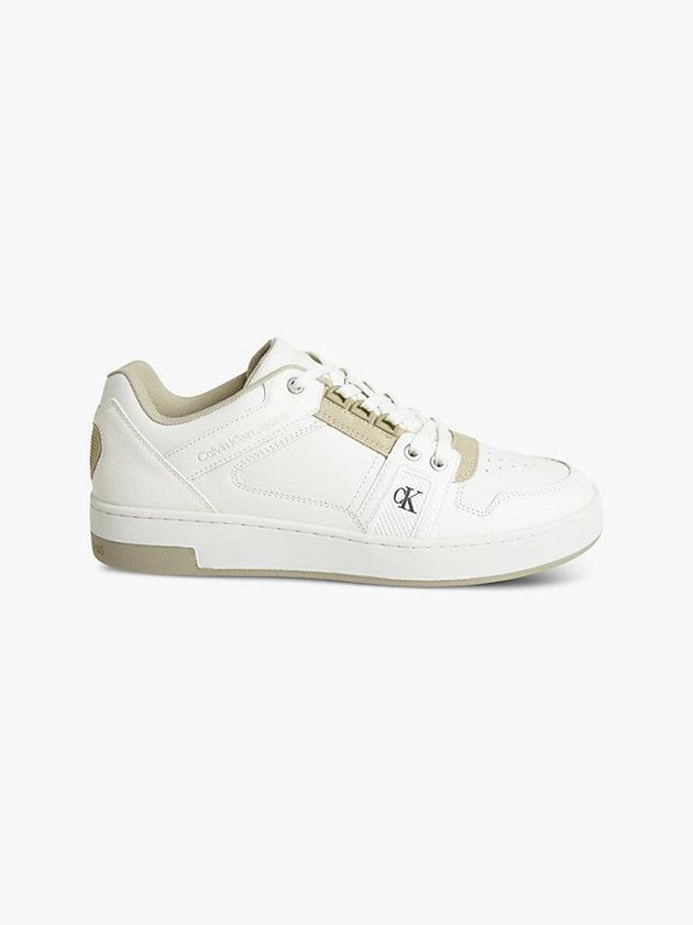 White Calvin Klein Leather Men Sneakers | YWGA-93021