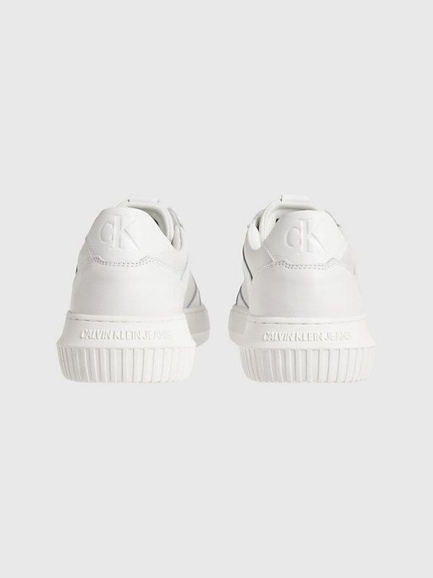 White Calvin Klein Leather Men Sneakers | KPOI-58614