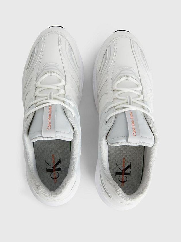 White Calvin Klein Leather Men Sneakers | TFQW-34106