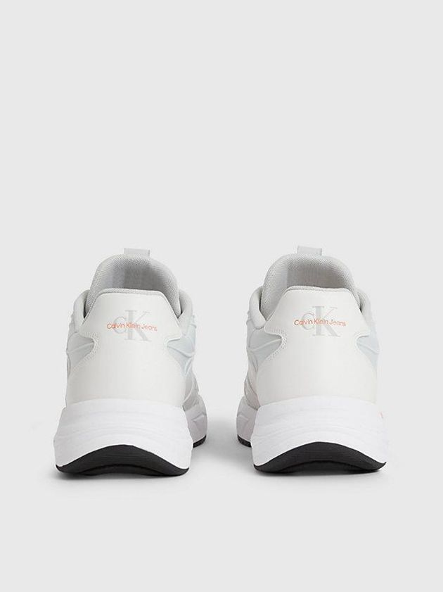 White Calvin Klein Leather Men Sneakers | TFQW-34106