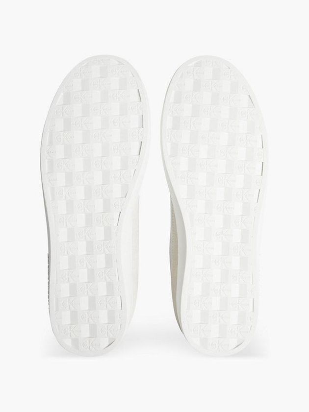 White Calvin Klein Leather Men Sneakers | QBKG-73805