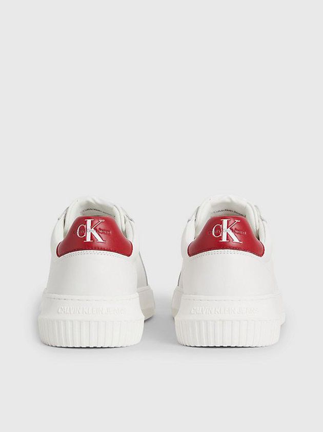 White Calvin Klein Leather Men Sneakers | OAQD-98617