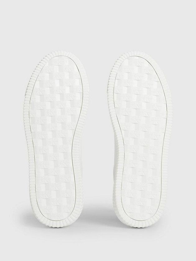 White Calvin Klein Leather Men Sneakers | OAQD-98617
