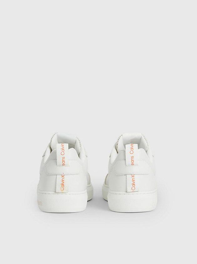 White Calvin Klein Leather Men Sneakers | KEWX-19058
