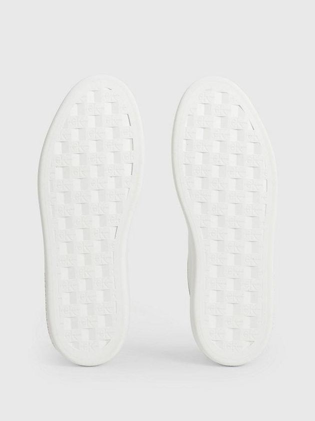 White Calvin Klein Leather Men Sneakers | KEWX-19058