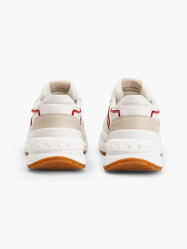 White Calvin Klein Leather Men Sneakers | EHOY-32197