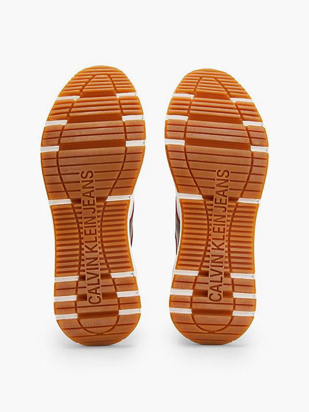 White Calvin Klein Leather Men Sneakers | EHOY-32197