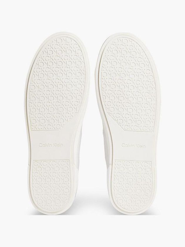 White Calvin Klein Leather Men Sneakers | VEBP-34758