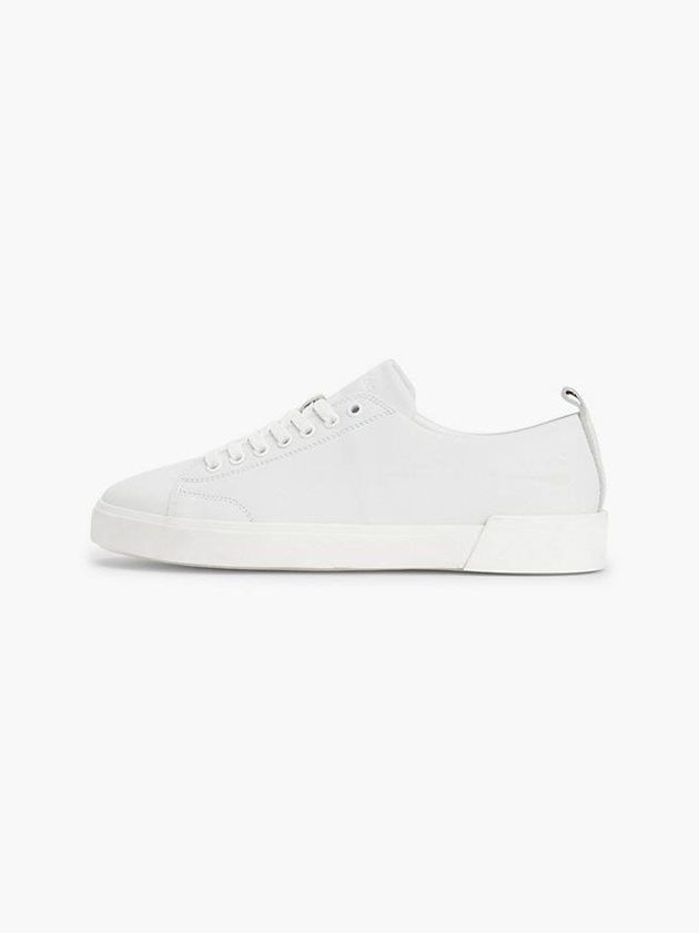 White Calvin Klein Leather Men Sneakers | VEBP-34758