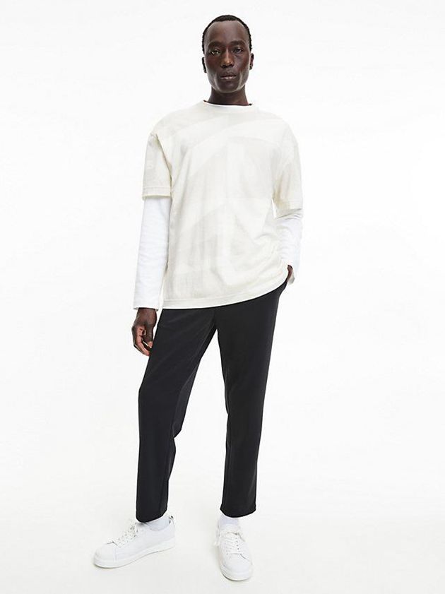 White Calvin Klein Leather Men Sneakers | VEBP-34758