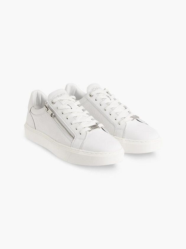 White Calvin Klein Leather Men Sneakers | LBTE-91028