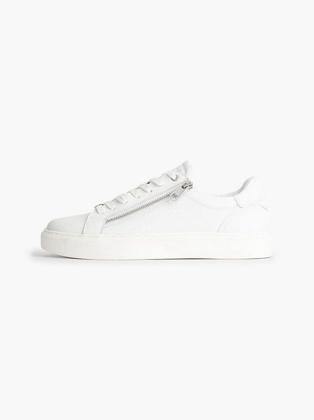 White Calvin Klein Leather Men Sneakers | LBTE-91028