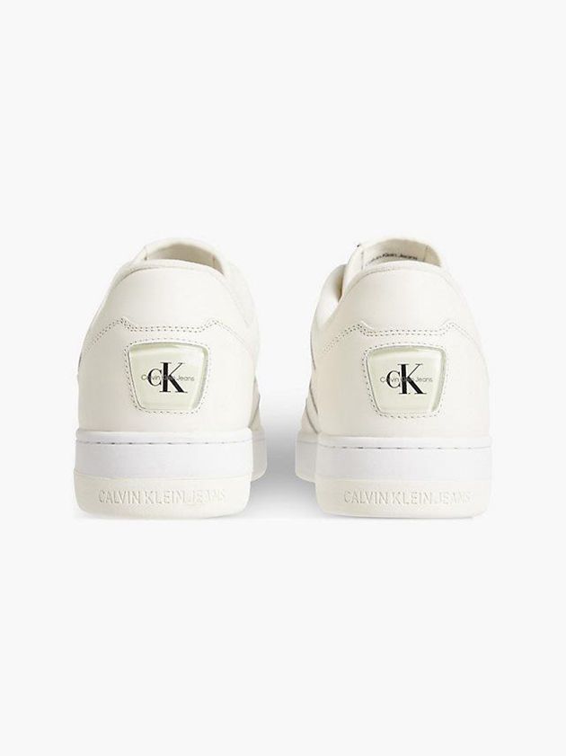 White Calvin Klein Leather Men Sneakers | EOXT-42918