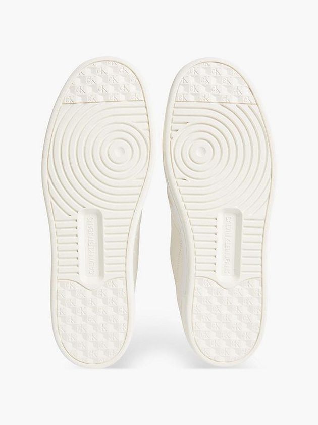 White Calvin Klein Leather Men Sneakers | EOXT-42918