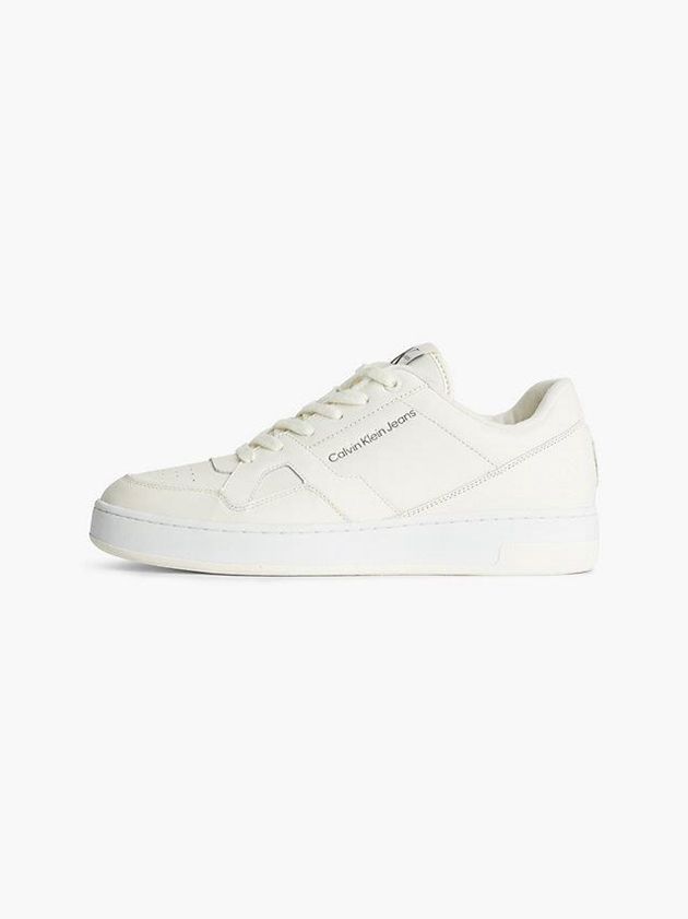 White Calvin Klein Leather Men Sneakers | EOXT-42918