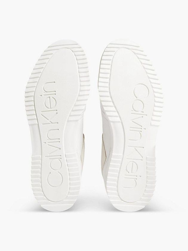 White Calvin Klein Leather Men Sneakers | EWPD-31890