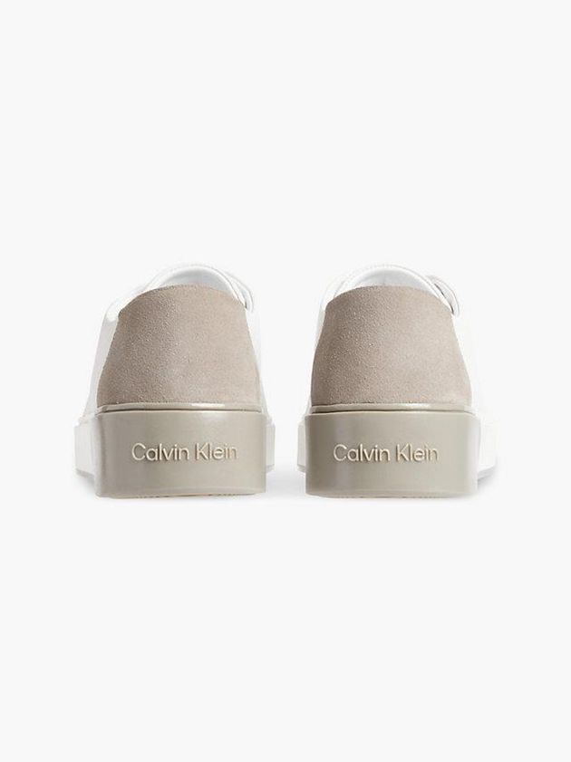 White Calvin Klein Leather Men Sneakers | VCYJ-12897
