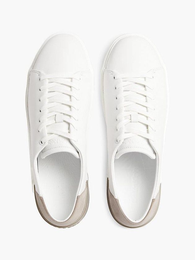 White Calvin Klein Leather Men Sneakers | VCYJ-12897