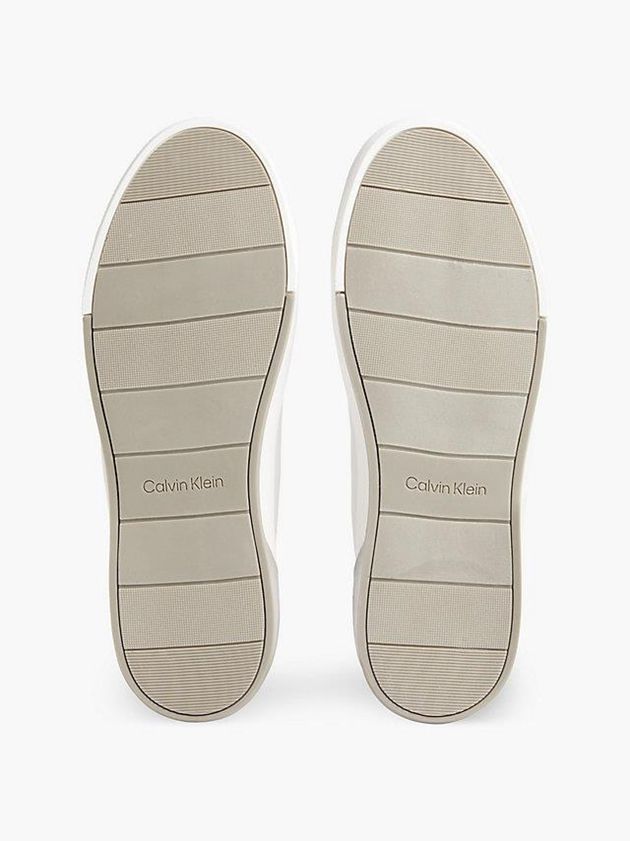 White Calvin Klein Leather Men Sneakers | VCYJ-12897