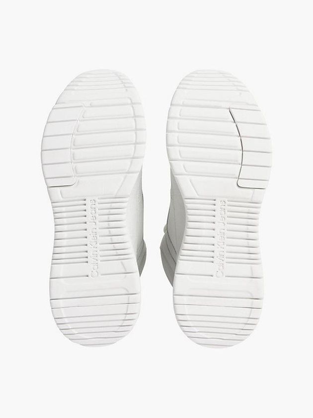 White Calvin Klein Leather Platform High-Top Women Sneakers | PQSL-07231