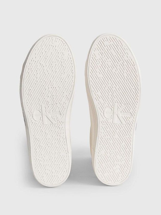 White Calvin Klein Leather Platform Women Sneakers | YGSP-24398