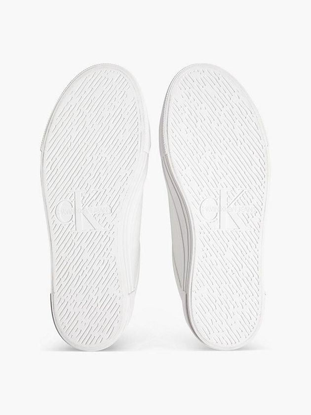 White Calvin Klein Leather Platform Women Sneakers | GBYT-76390