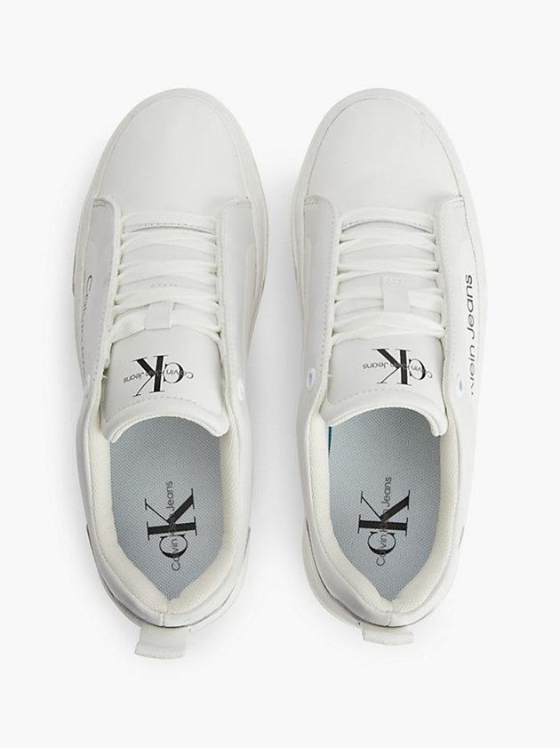 White Calvin Klein Leather Platform Women Sneakers | AWHD-42791
