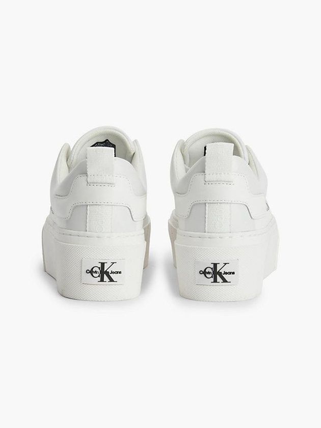 White Calvin Klein Leather Platform Women Sneakers | AWHD-42791