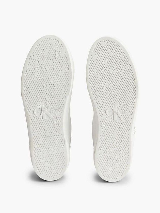 White Calvin Klein Leather Platform Women Sneakers | AWHD-42791