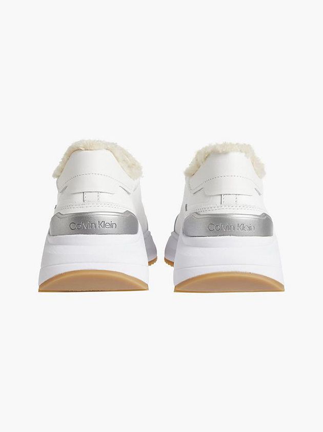 White Calvin Klein Leather Wedge Women Sneakers | PZKQ-81072