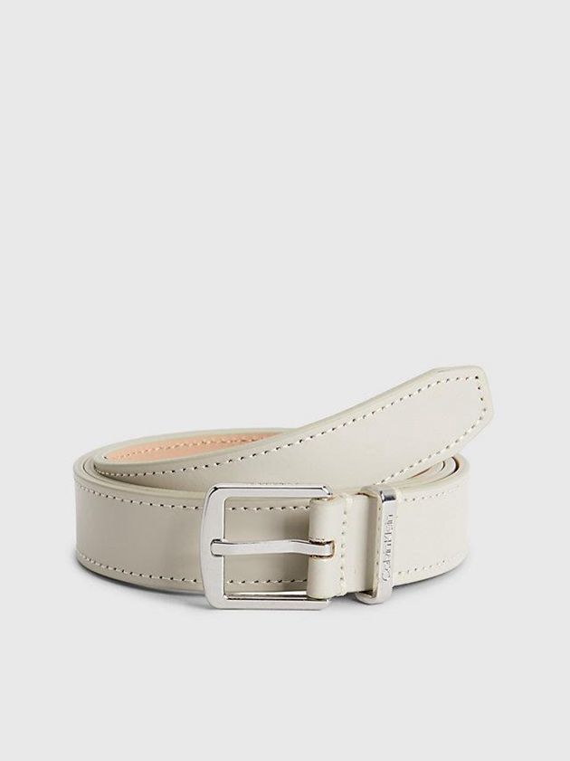 White Calvin Klein Leather Women Belt | LEJC-28467