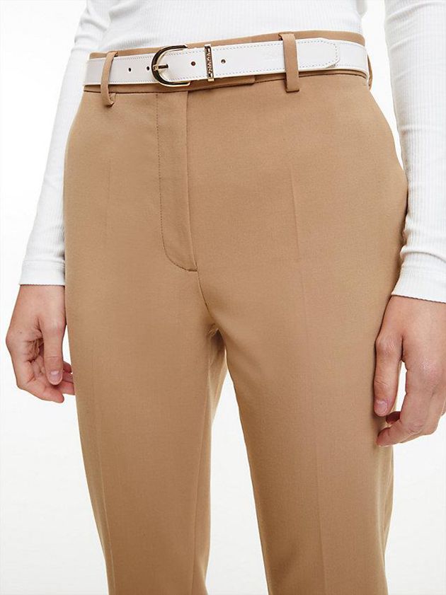 White Calvin Klein Leather Women Belt | WPBE-86079