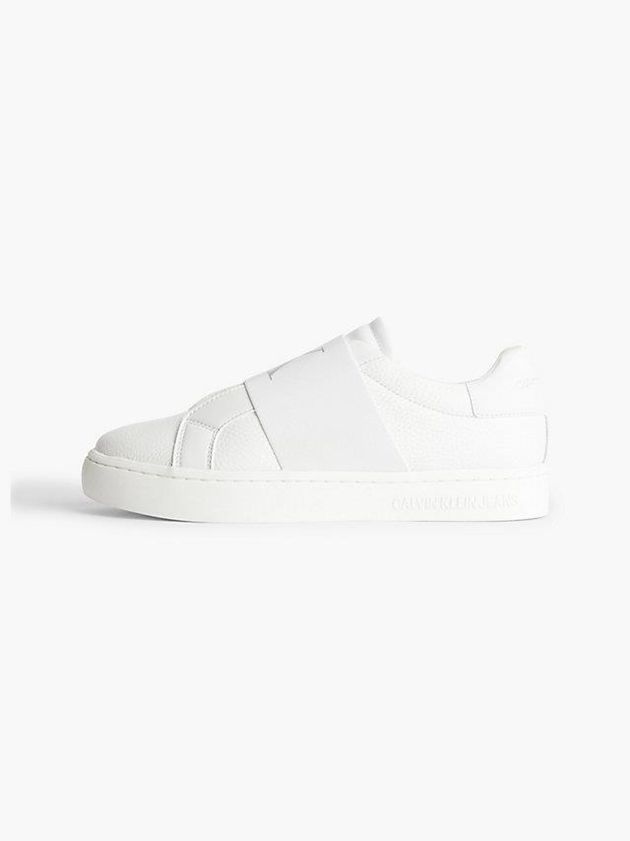 White Calvin Klein Leather Women Slip On | YFLS-39685