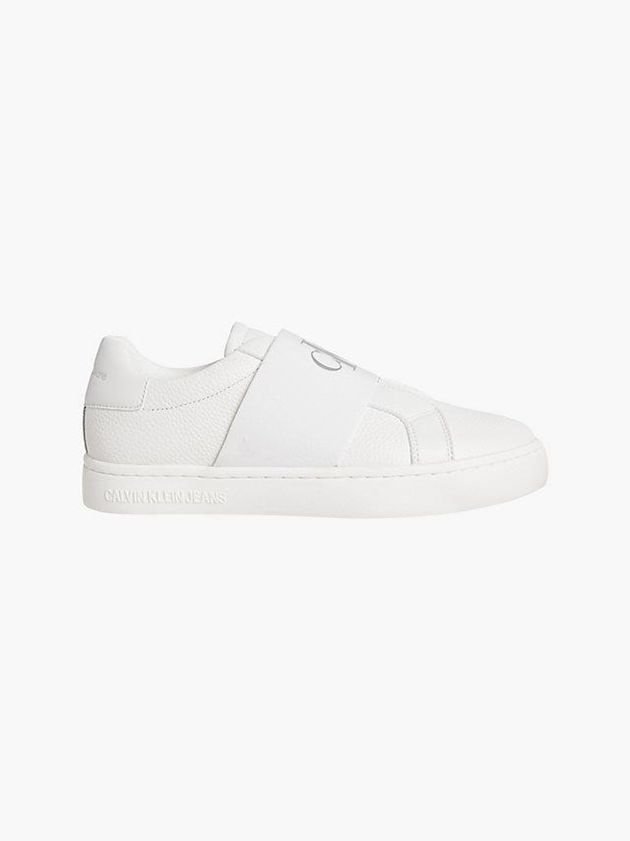 White Calvin Klein Leather Women Slip On | YFLS-39685