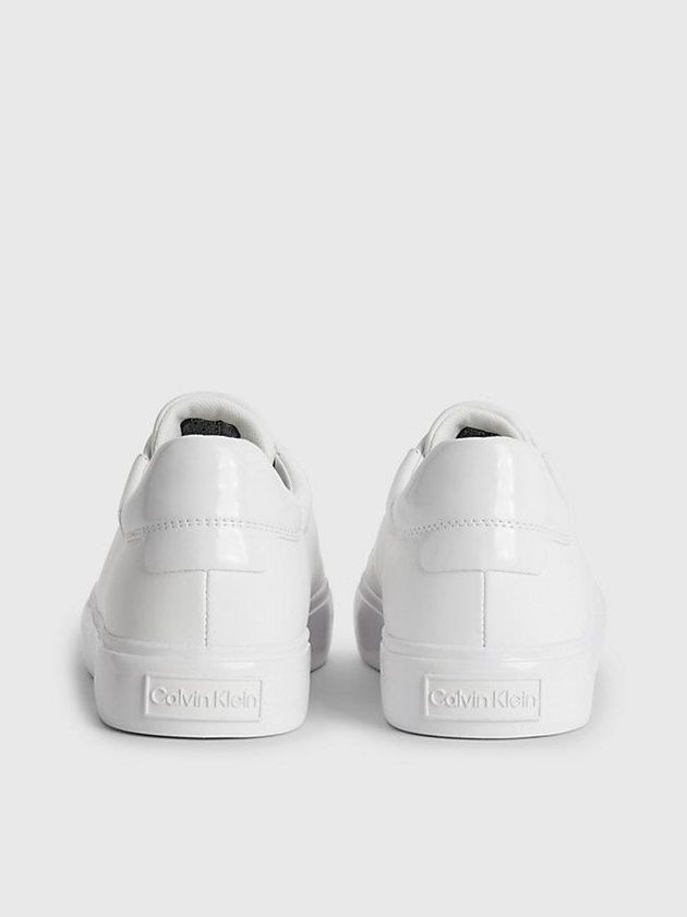 White Calvin Klein Leather Women Slip On | FJKI-94180