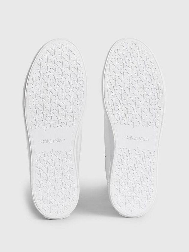 White Calvin Klein Leather Women Slip On | FJKI-94180