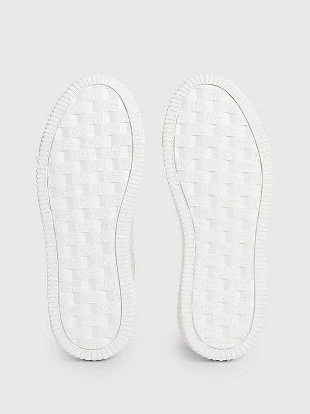 White Calvin Klein Leather Women Sneakers | PMDC-95142
