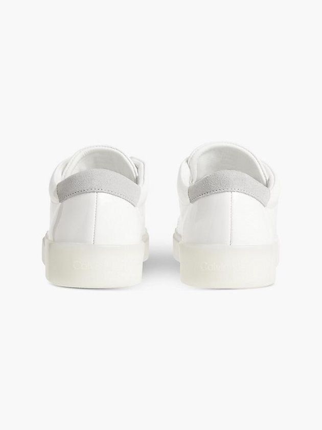 White Calvin Klein Leather Women Sneakers | KEQJ-45716