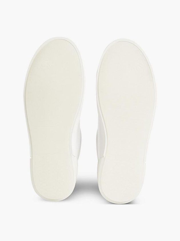 White Calvin Klein Leather Women Sneakers | KEQJ-45716