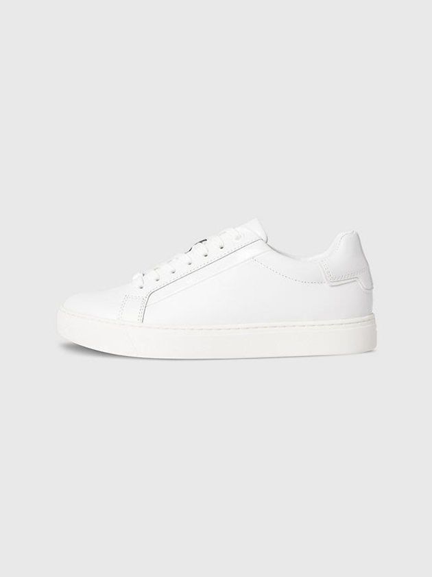 White Calvin Klein Leather Women Sneakers | QUNK-41708