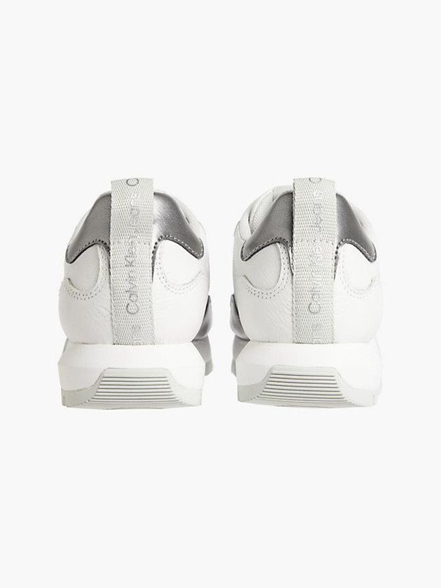 White Calvin Klein Leather Women Sneakers | CVUK-89250