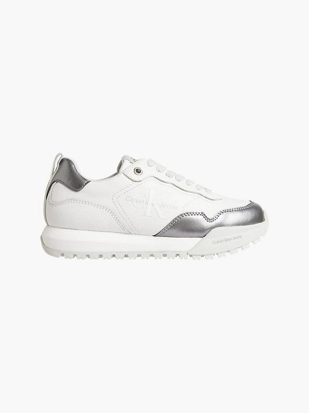 White Calvin Klein Leather Women Sneakers | CVUK-89250