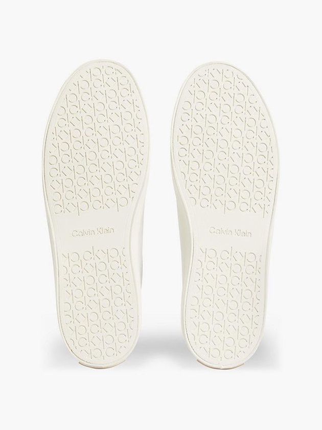 White Calvin Klein Leather Women Sneakers | RJKX-87415